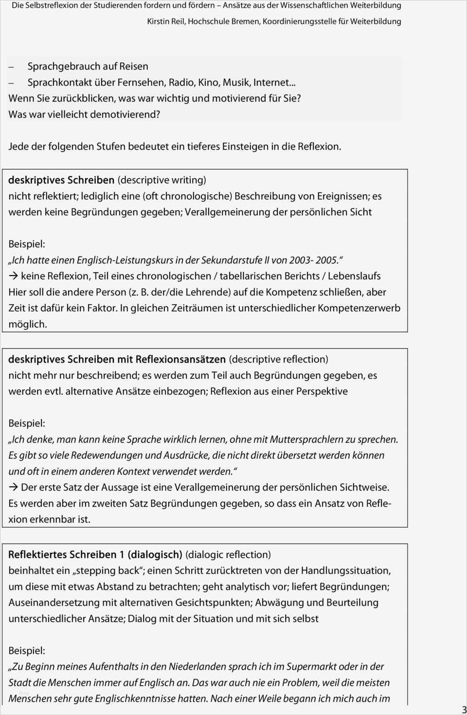 Selbstreflexion Schreiben Vorlage Erstaunlich Die Selbstreflexion Der Stu Renden fordern Und Fördern