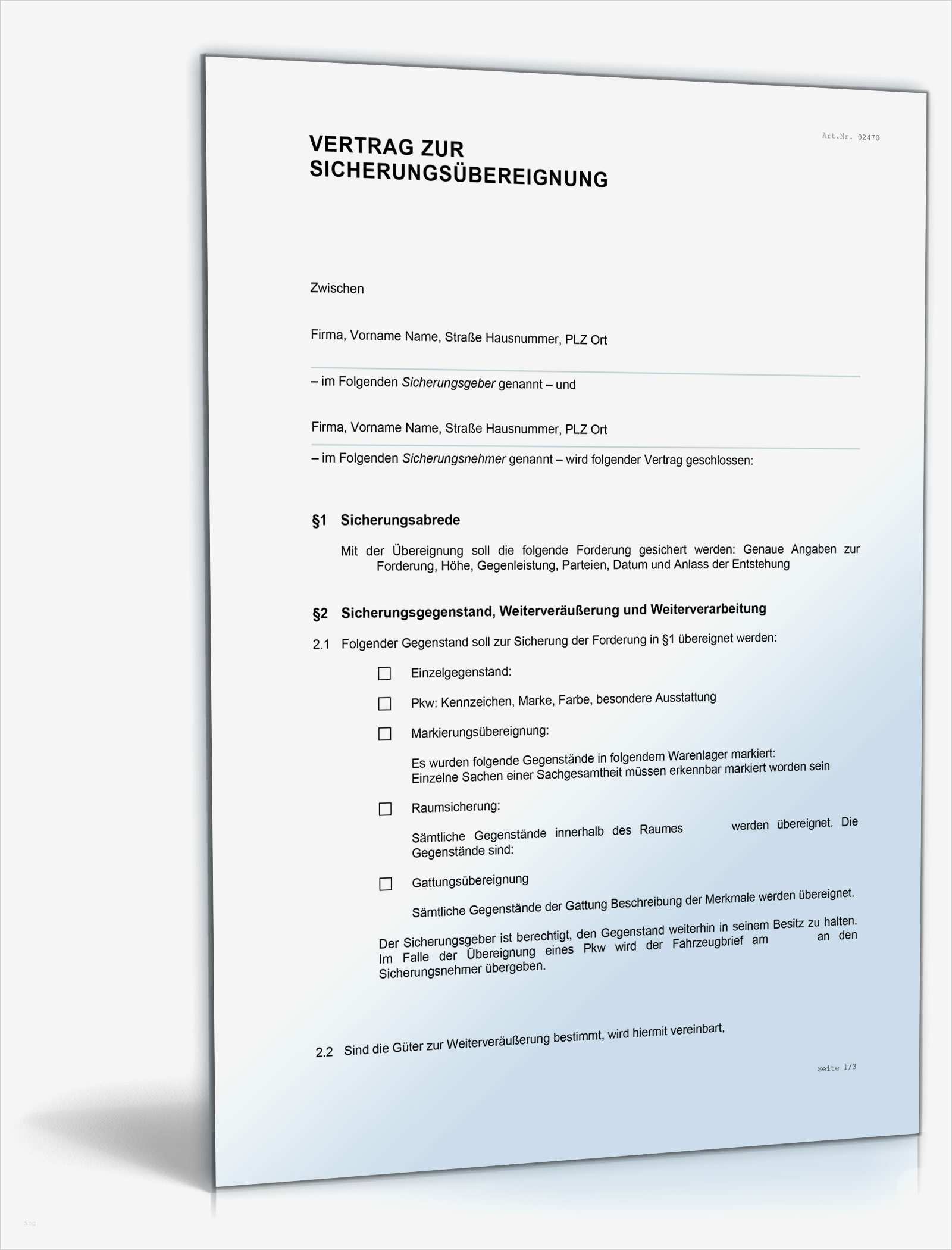 Selbstschuldnerische Bürgschaft Vorlage Schön Vertrag Zur Sicherungsübereignung • De Vertrag Download