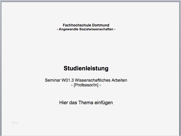 Seminararbeit Vorlage Beste Word Deckblatt Und Zusammenfassung Für Stu Nleistung
