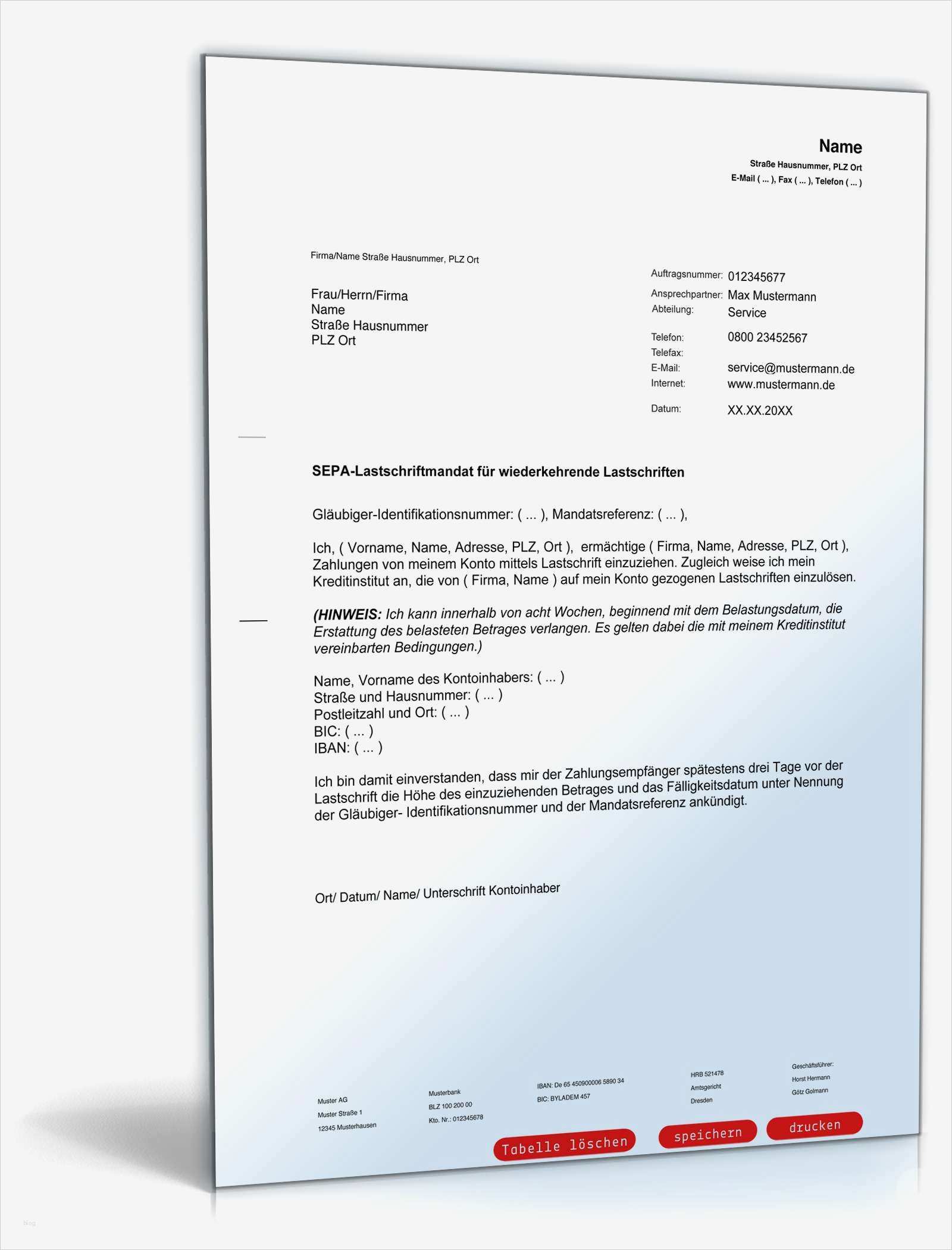 Sepa Lastschrift Vorlage Genial Sepa Lastschriftmandat – Muster Vorlage Zum Download