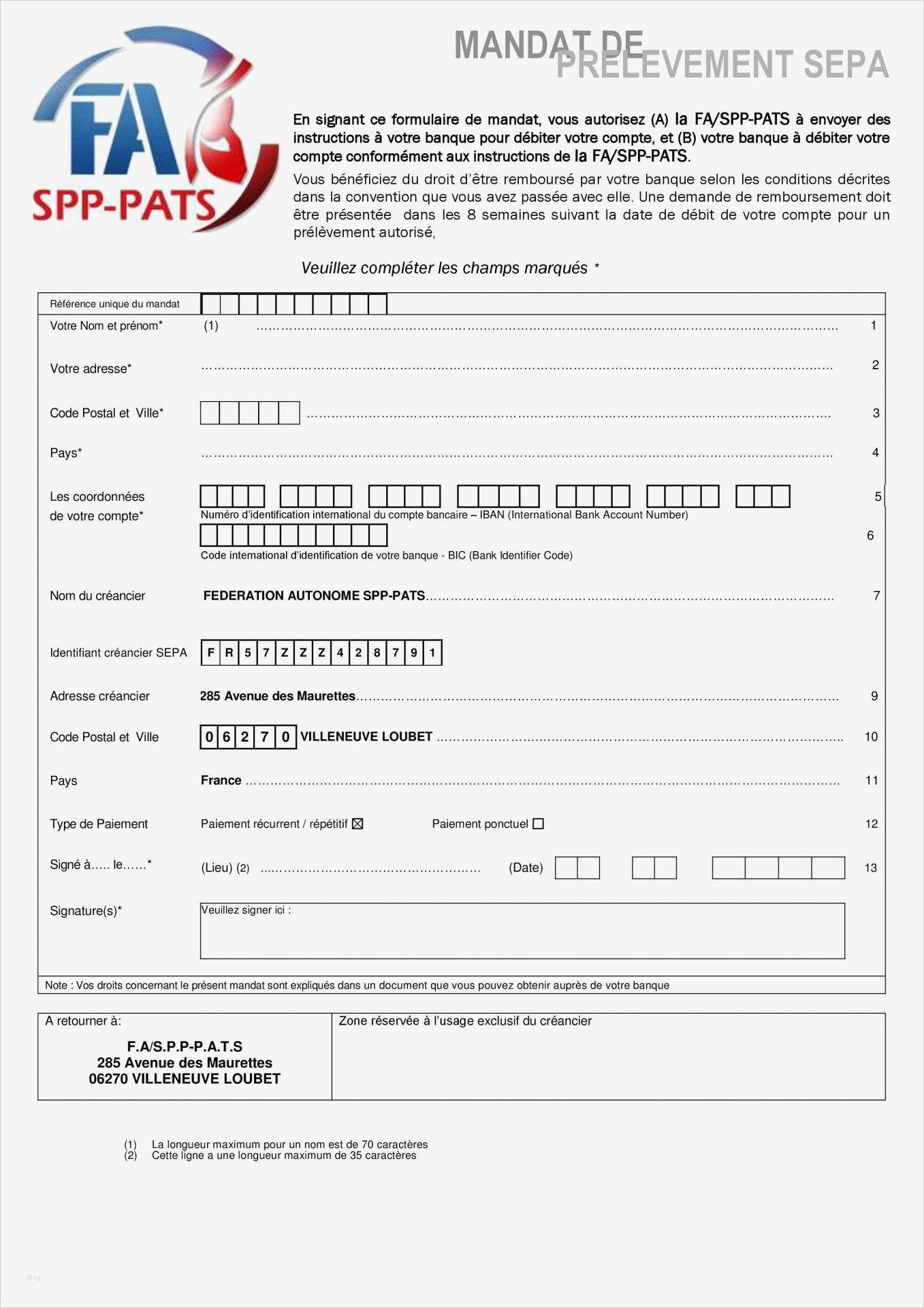 Sepa Mandat Vorlage Angenehm Adhésions