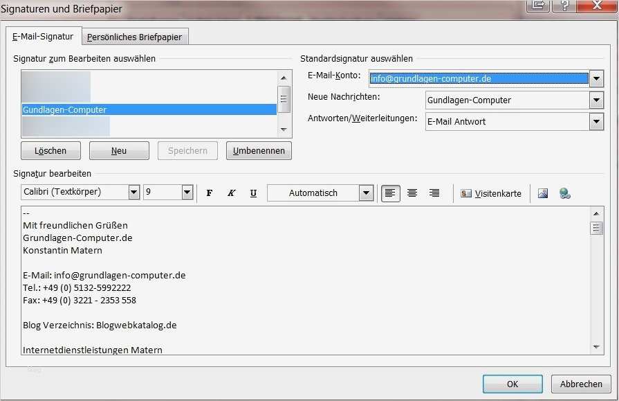 Signatur Vorlage Schönste E Mail Signatur Anlegen In Outlook Anleitung Tutorial