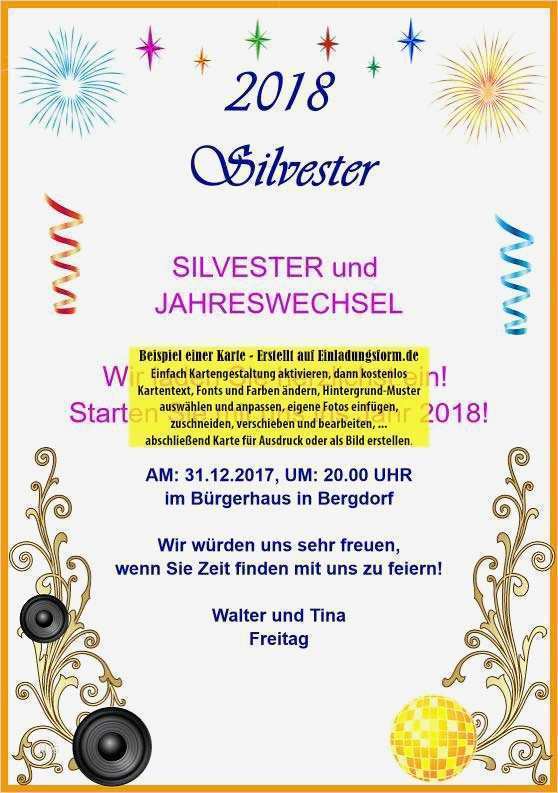 Silvester Einladung Vorlage Best Of Einladung Zur Silvesterparty Selbst Gestalten