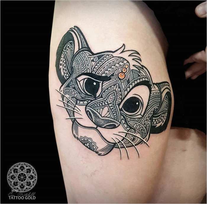 Simba Tattoo Vorlage Gut Mosaic Simba Girls Thigh Tattoo