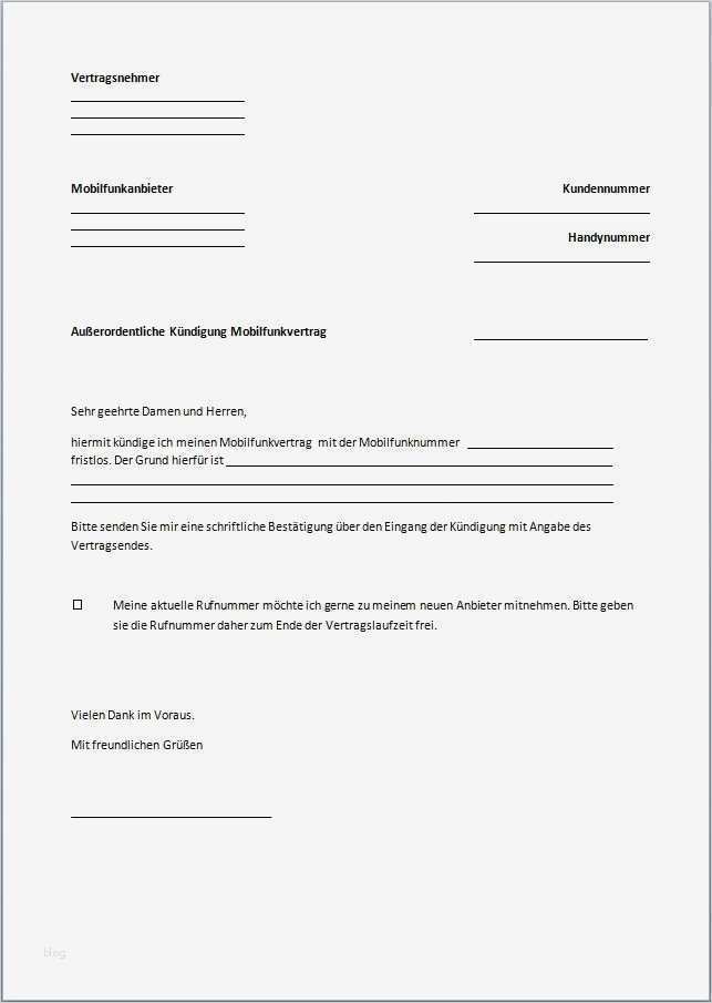 Kündigung 1&1 Vorlage