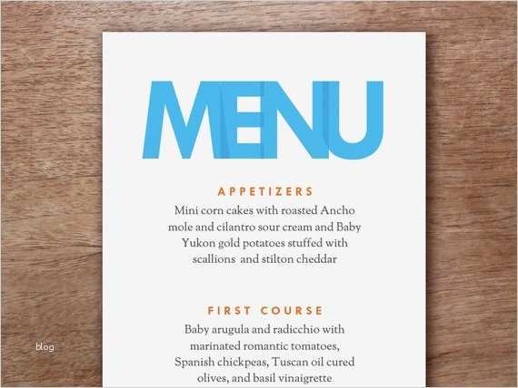 Speisekarte Englisch Vorlage Schön Modern Blue Type Printable Menu Template Wedding Menu