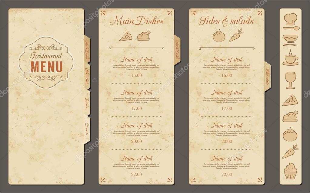 Speisekarte Vorlage Download Schönste Jahrgang Vektor Speisekarte Vorlage — Stockvektor