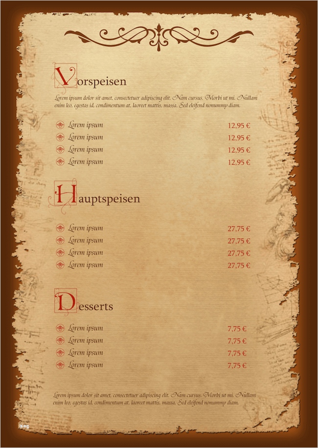 Speisekarte Vorlage Word Neu Speisekarten Vorlagen Tipps Und 95 Kostenlose Mustermenüs