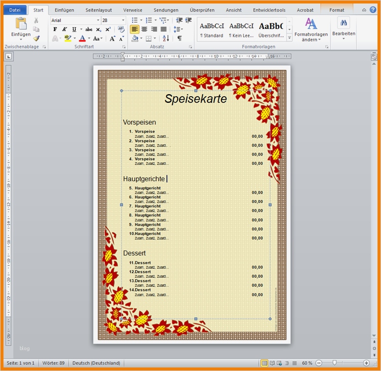 Speisekarte Word Vorlage Einzigartig 11 Speisekarten Vorlage