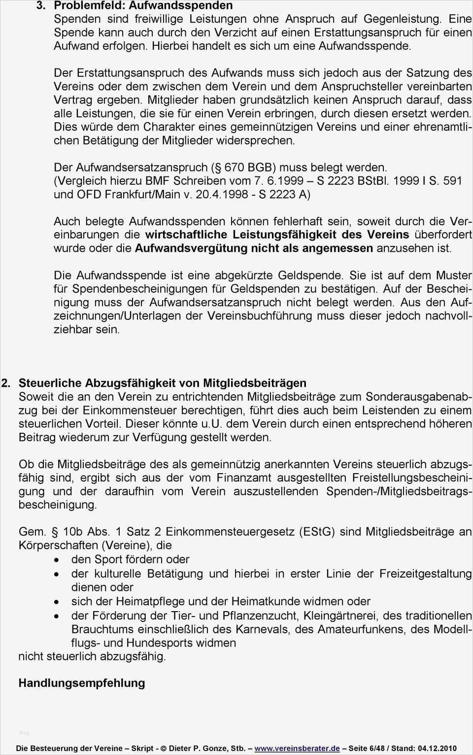 Spendenbescheinigung Verein Vorlage Elegant Tipps Und Fallstricke Pdf