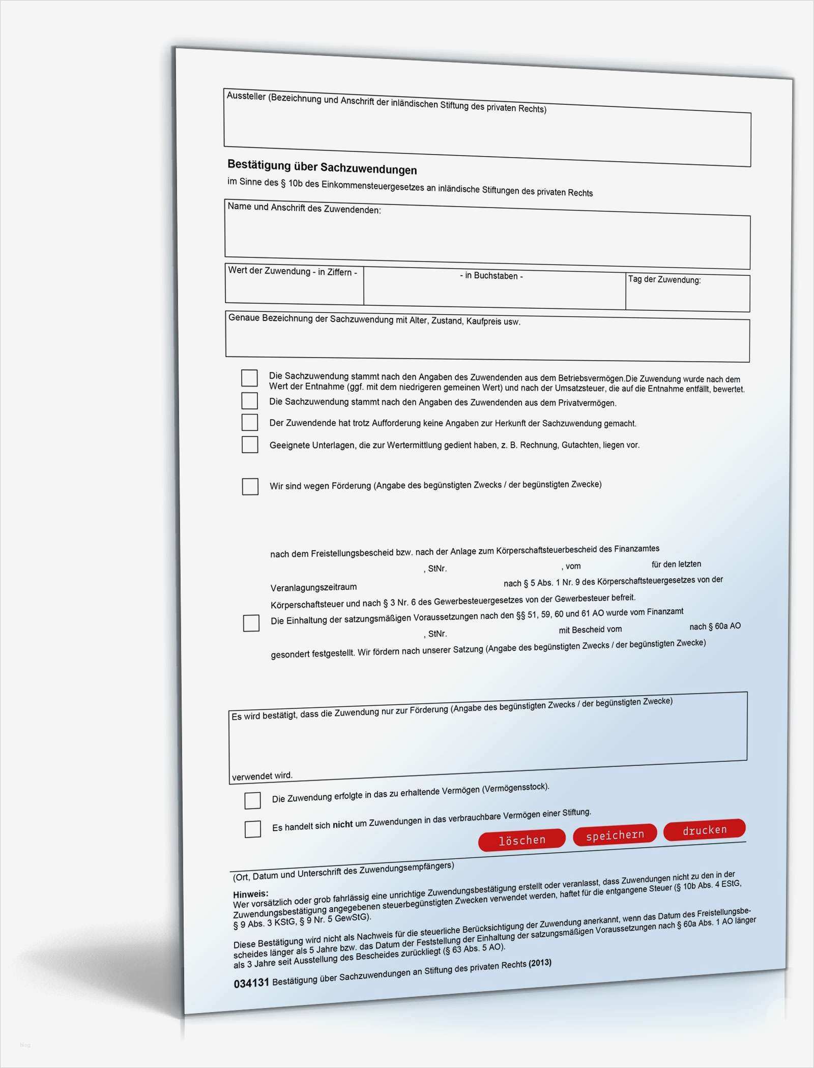 Spendenbescheinigung Vorlage Inspiration Spendenbescheinigung über Sachzuwendungen An Inländische