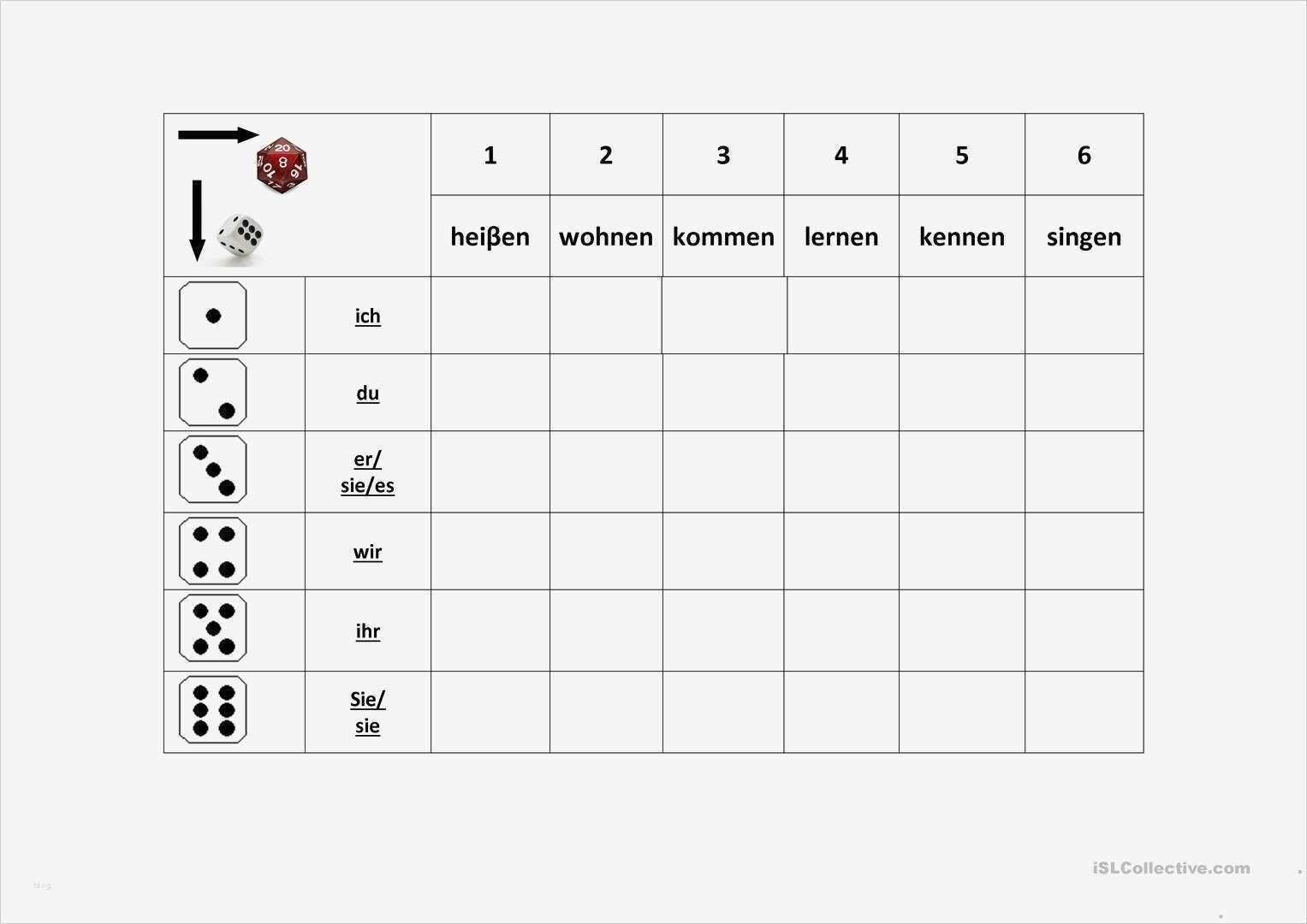 Spielkarten Vorlage Genial Verben Würfelspiel Arbeitsblatt Kostenlose Daf