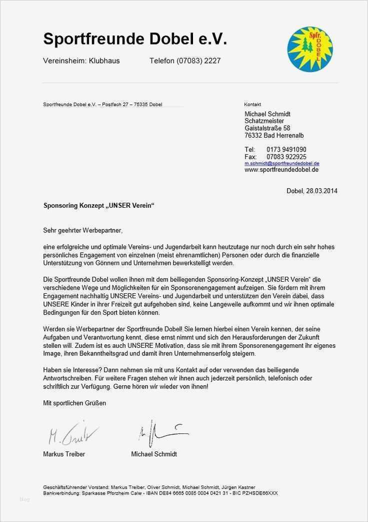 Sponsoren Anschreiben Vorlage Schönste Das Sponsoren Anschreiben Macht Optisch Einen Guten