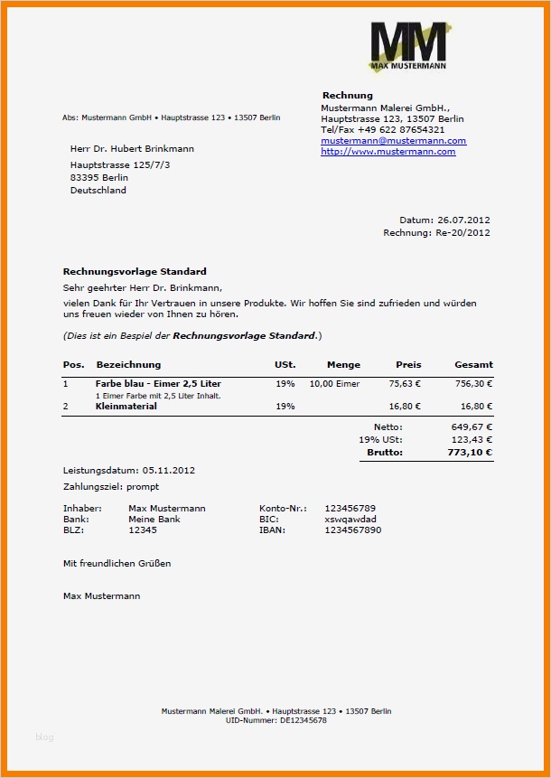Sponsoring Rechnung Vorlage Word Angenehm 9 Briefkopf Firma