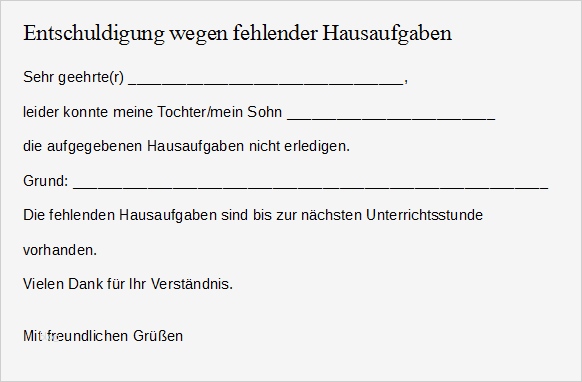 Sport Entschuldigung Vorlage Schön Entschuldigung Wg Fehlender Hausaufgaben • Abc Wichte