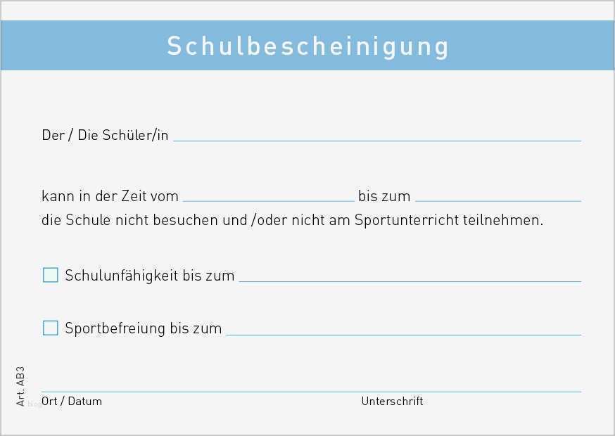 Sportbefreiung Vorlage Wunderbar Schulbescheinigung Praxisdrucksachen Taschen