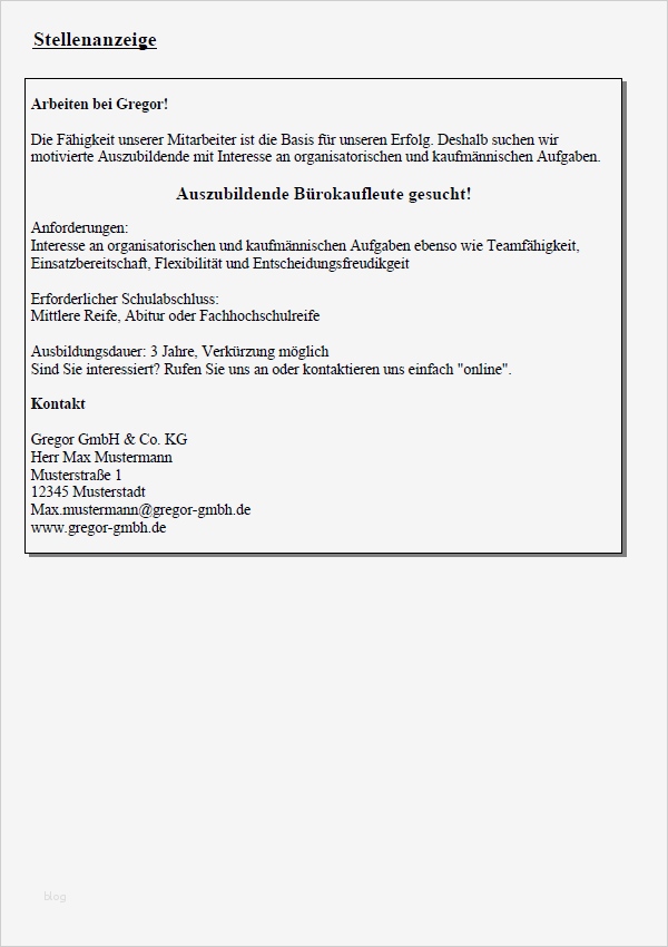 Stellenanzeige Erstellen Vorlage Elegant Bewerbung Kaufmann Frau Für Bürokommunikation