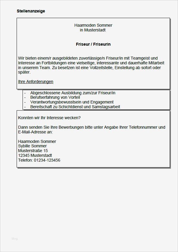 Stellenanzeige Gastronomie Vorlage Schönste Bewerbung Friseur Ungekündigt Berufserfahrung
