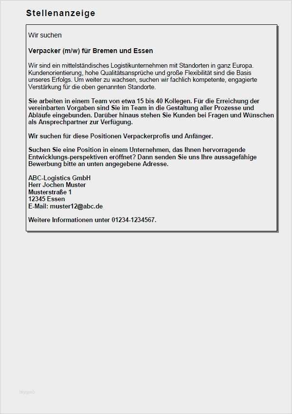 Stellenanzeige Vorlage Bewundernswert Stellenanzeige Erstellen Vorlage Elegant Bewerbung