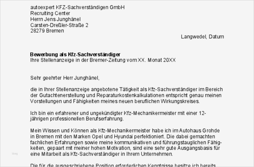 Stellenanzeige Vorlage Zeitung Schönste Bewerbung Technischer Sachverständiger Kfz Bereich