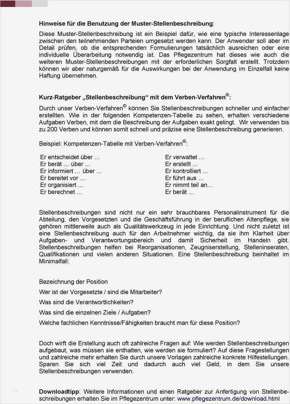 Nett Stellenbeschreibungen Vorlagen Zeitgenössisch Entry