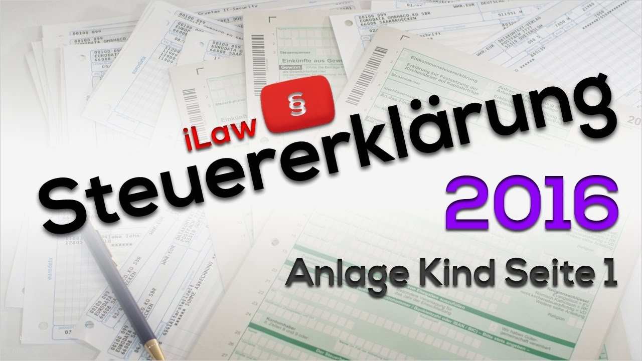Steuererklärung 2016 Vorlage Angenehm Steuererklärung 2016 Anlage Kind Seite 1