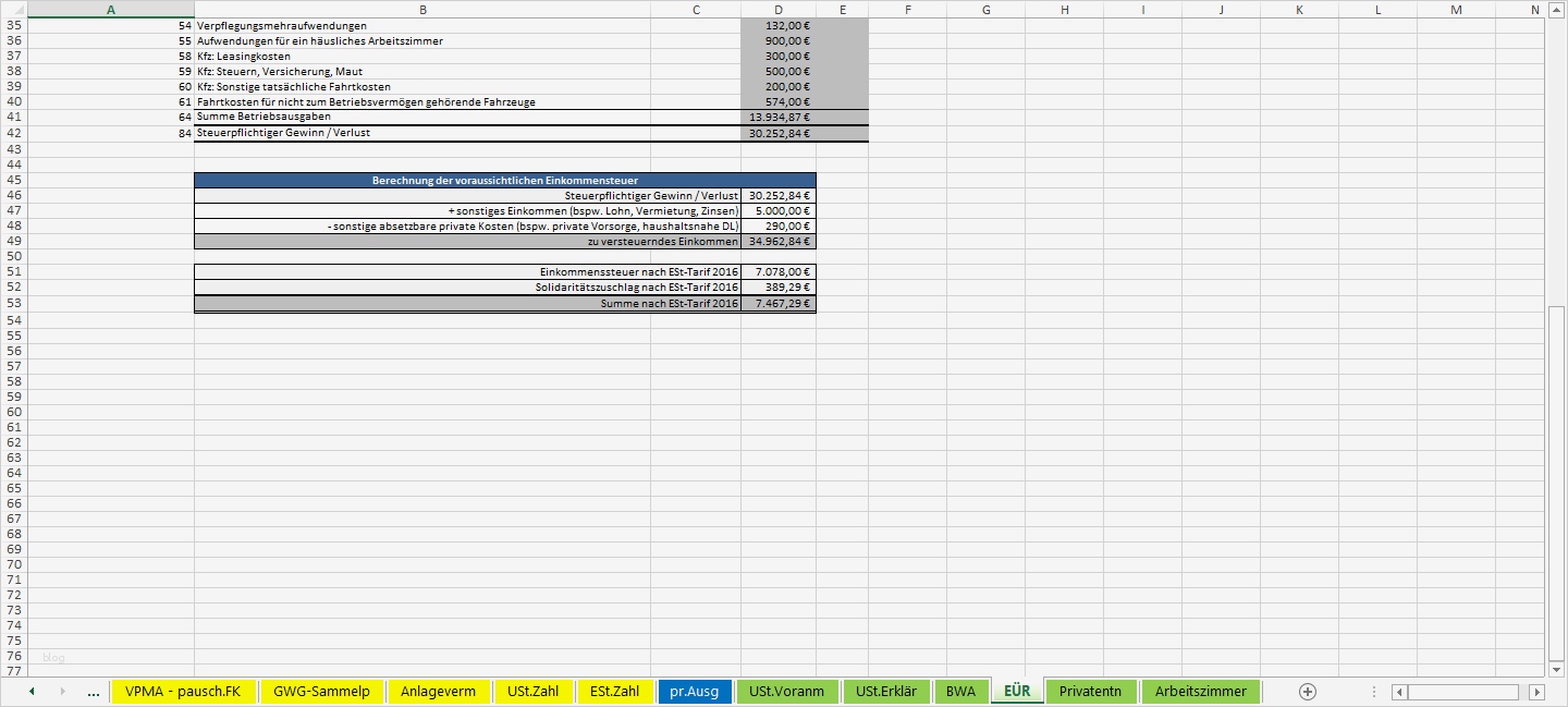 Steuererklärung 2016 Vorlage Best Of Excel Vorlage EÜr 2016 Pierre Tunger