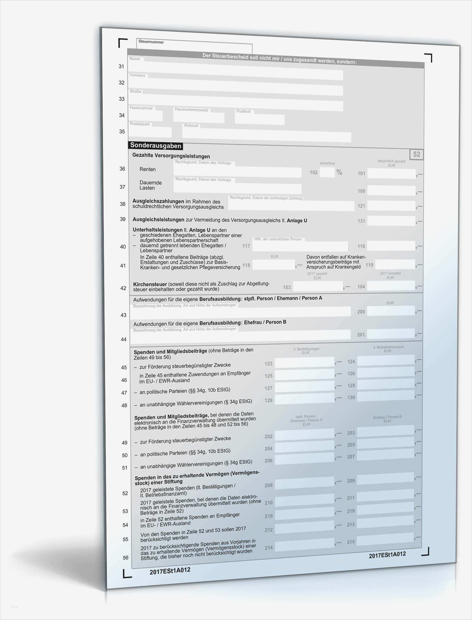 Steuererklärung Vorlage Inspiration Mantelbogen Einkommensteuererklärung 2017