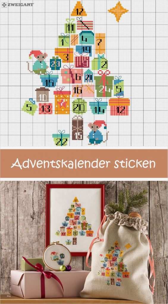 Sticken Vorlagen Kreuzstich Süß Adventskalender Aus Geschenken Sticken Sticken