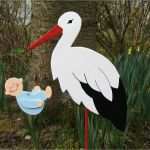 Storch Vorlage Erstaunlich 60cm Storch Aus Holz Mit Baby Blau Rosa Gelb Oder Grün