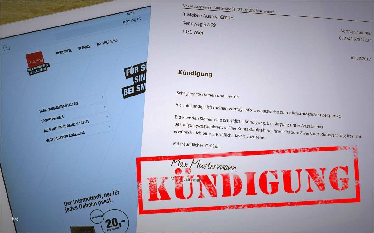 Telering online kündigen Kostenlose Vorlage zum Herunterladen