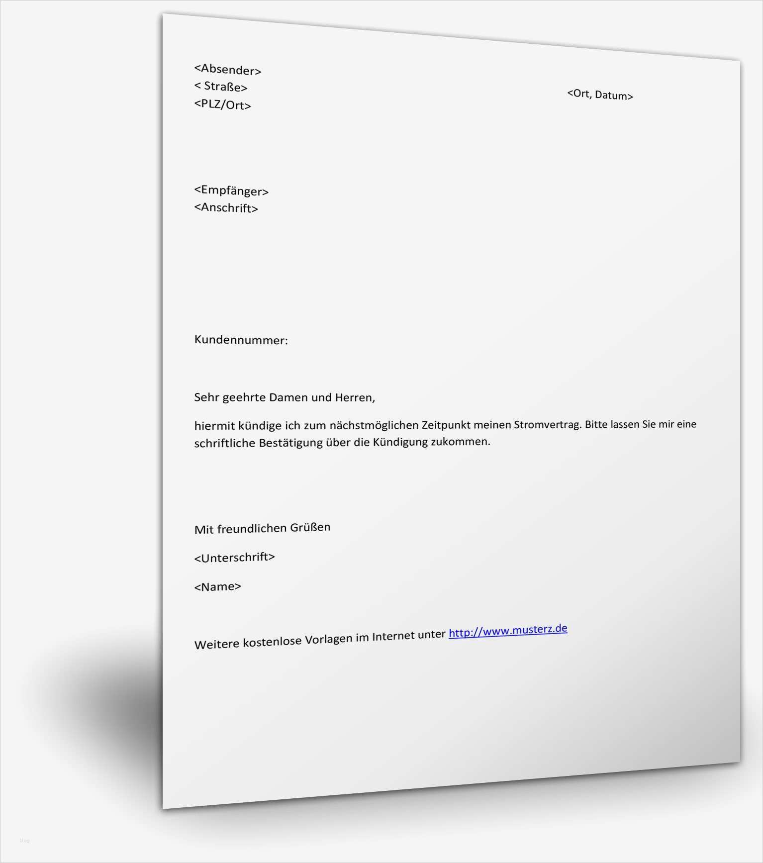 Stromvertrag Kündigen Vorlage Neu Kostenloser Musterbrief Kündigung Stromanbieter Word