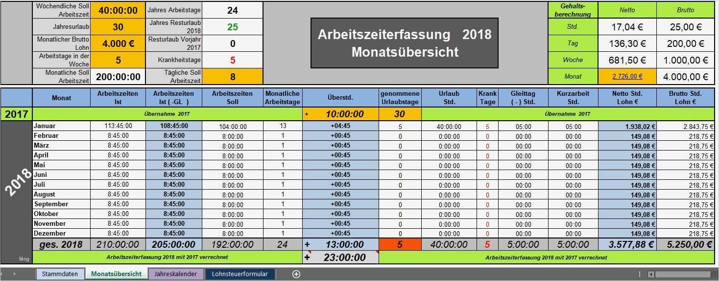 Stundenerfassung Excel Vorlage Beste Arbeitszeiterfassung 2018 Fixe Pause