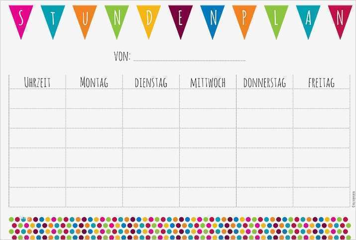 Stundenplan Vorlage Grundschule Bewundernswert Kostenloses Printable Kunterbunter Stundenplan