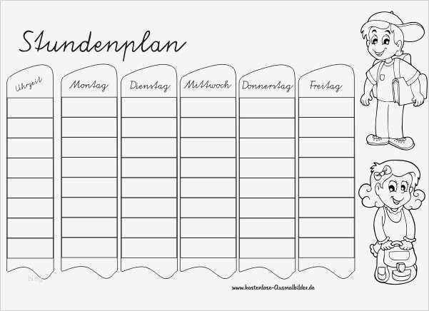 Stundenplan Vorlage Grundschule Cool Stundenplan Malvorlage Schule Ausmalen