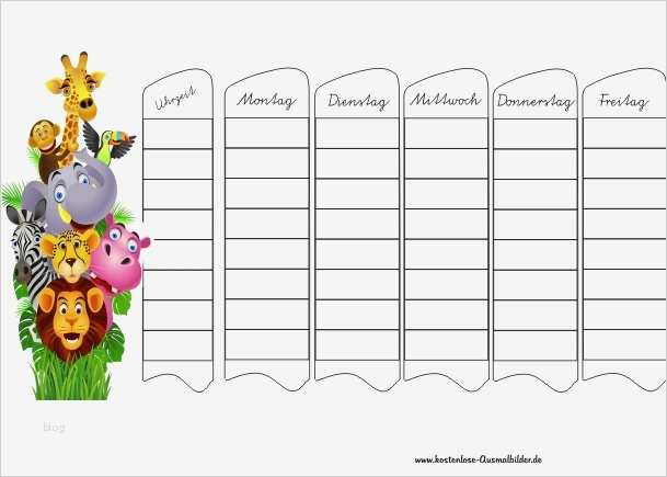 Stundenplan Vorlage Grundschule Genial Stundenplan Tiere Schule Ausmalen