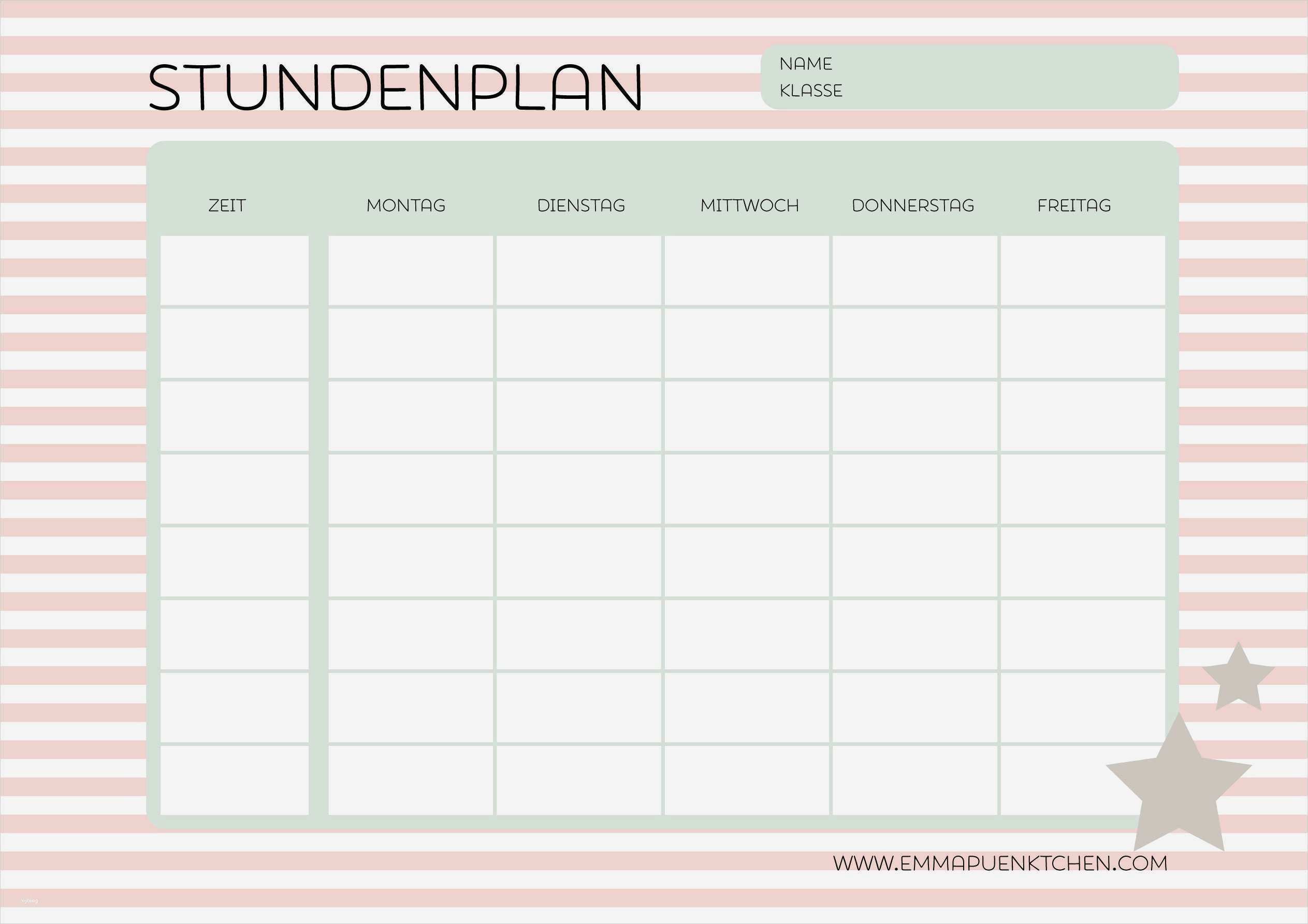 Stundenplan Vorlage Inspiration Stundenplan Vorlage Zum Ausdrucken Erstaunlich Niedlich