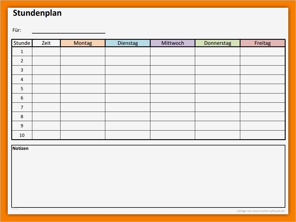 Stundenplan Vorlage Word Neu 9 Stundenplan Vorlage
