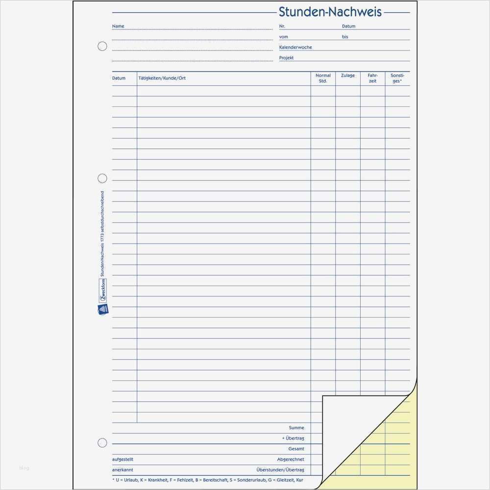 Avery Stundennachweis A4 hoch 2fach
