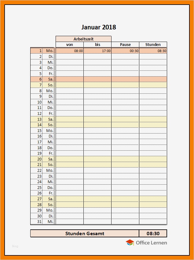 Stundenrapport Vorlage Schön 10 Vorlage Stundenzettel