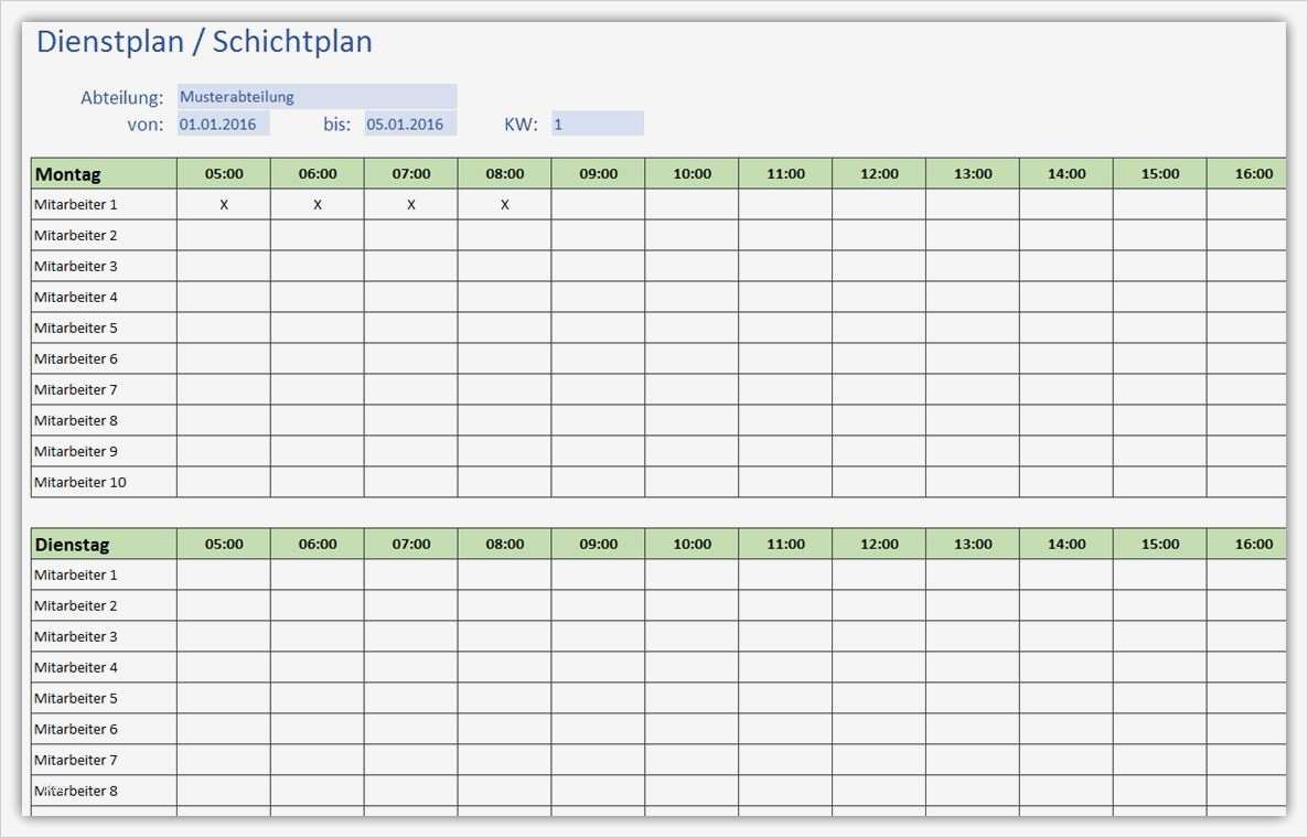 Stundenzettel Excel Vorlage Genial Einfacher Dienstplan ...