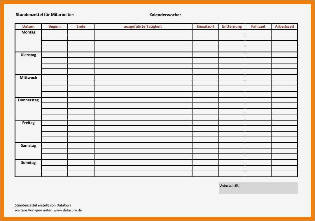 Stundenzettel Vorlage 2017 Großartig 10 Vorlage Stundenzettel