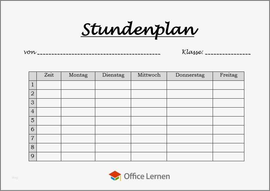 Stundenzettel Vorlage 2017 Großartig Kostenlose Stundenplanvorlagen Fice Lernen