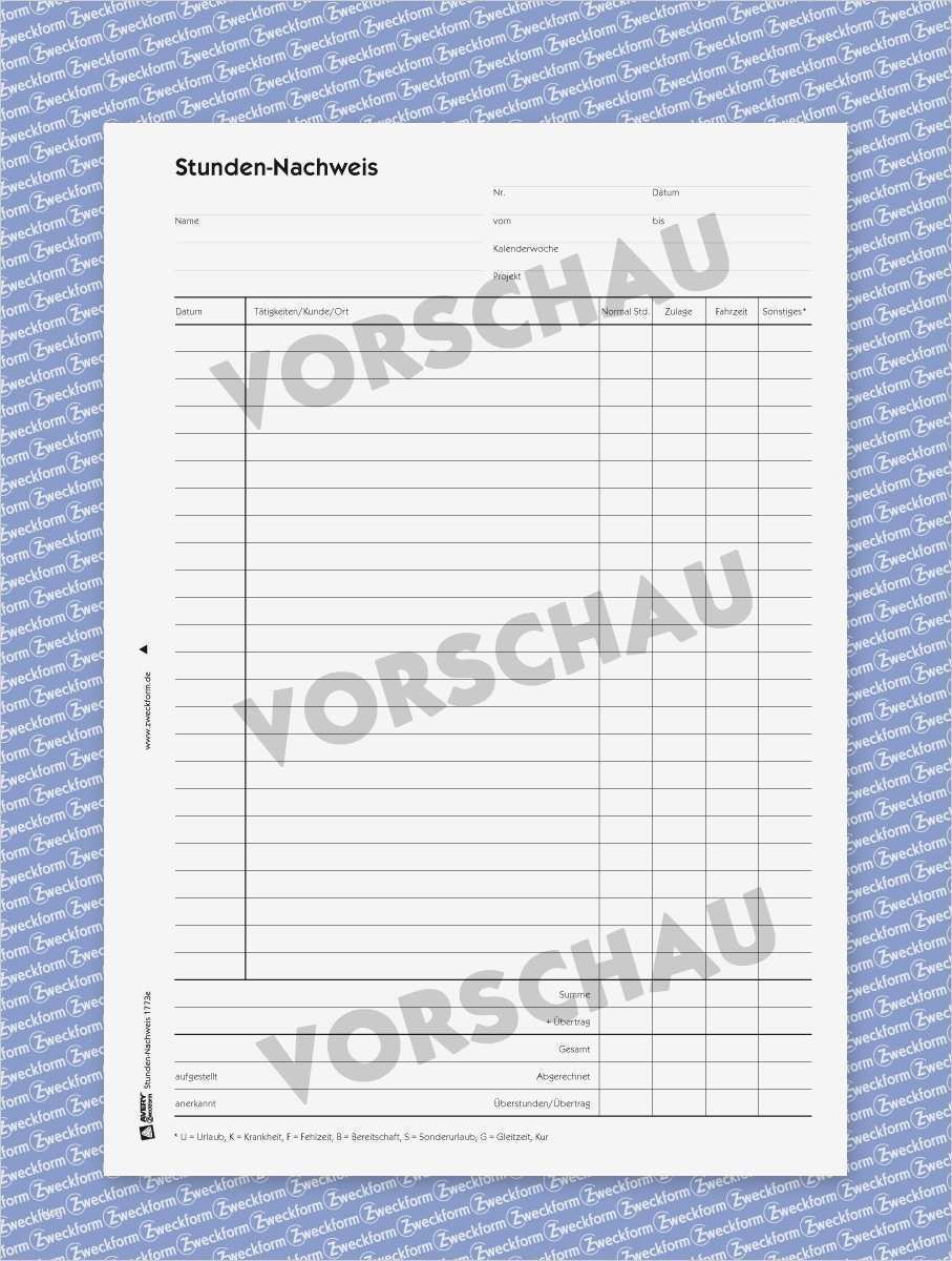 Stundenzettel Vorlage 2017 Pdf Beste Stundennachweis formular Zum Download