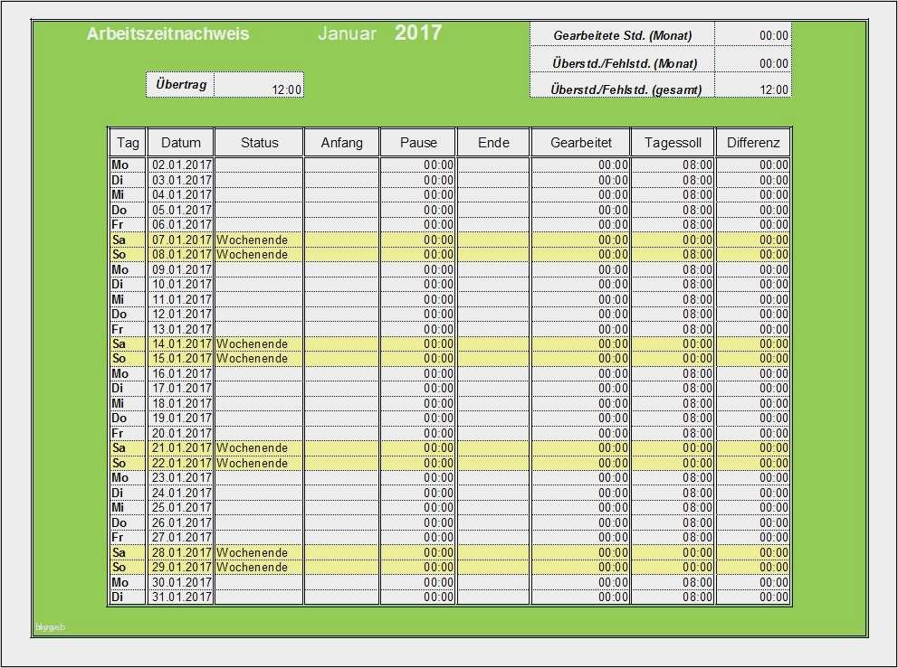 Stundenzettel Vorlage 2017 Pdf Bewundernswert Großartig Xls Stundenzettel Vorlage Zeitgenössisch