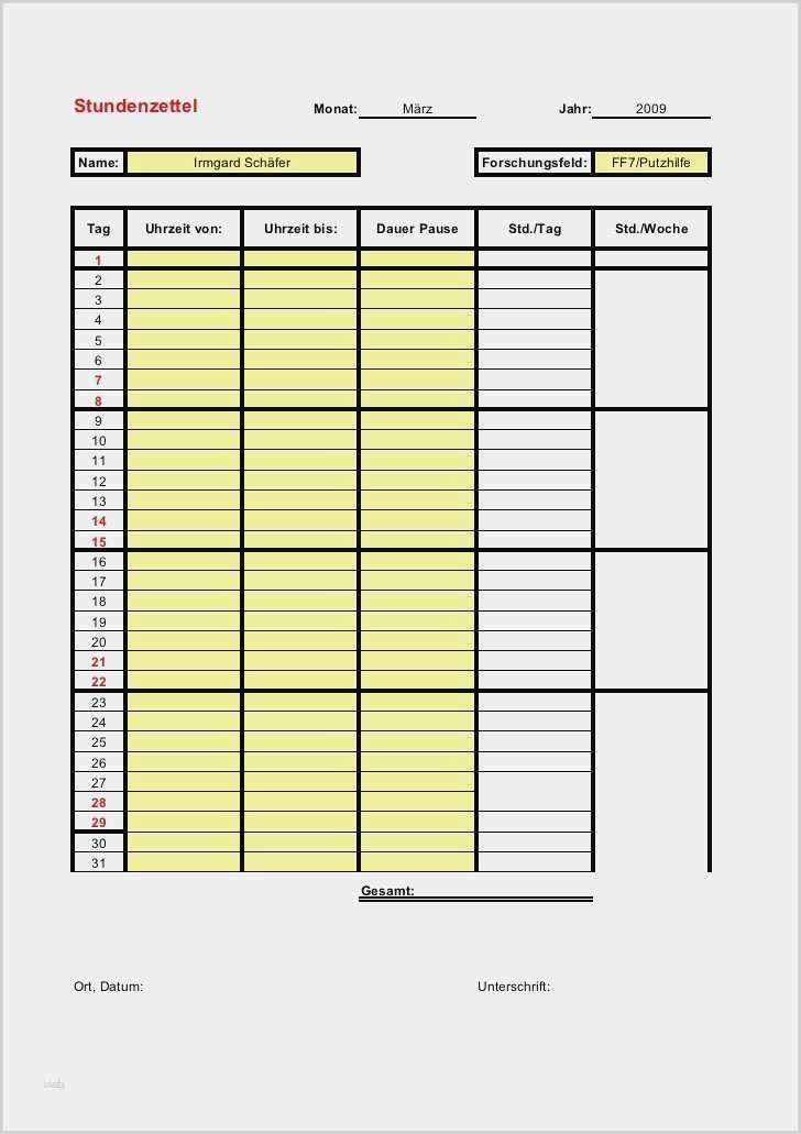 Stundenzettel Vorlage 2017 Pdf Erstaunlich Großartig Xls Stundenzettel Vorlage Zeitgenössisch