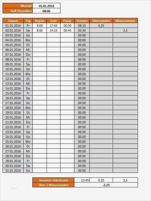stundenzettel excel vorlage kostenlos 2016 – Gehen