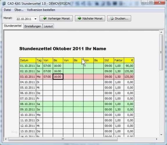 Stundenzettel Vorlage Schönste Stundenzettel Download