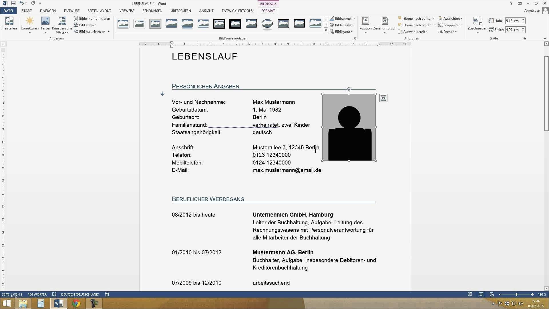 Tabellarischer Lebenslauf Ohne Foto Vorlage Elegant Word Foto In Lebenslauf Einfügen Ohne Text Zu