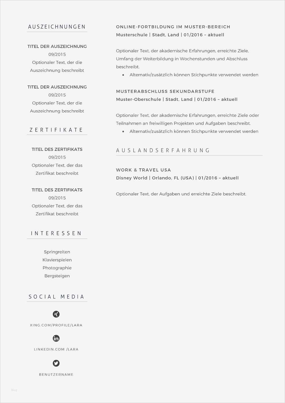 Tabellarischer Lebenslauf Ohne Foto Vorlage Luxus Lebenslauf Vordruck Vorlage Muster Tabellarischer